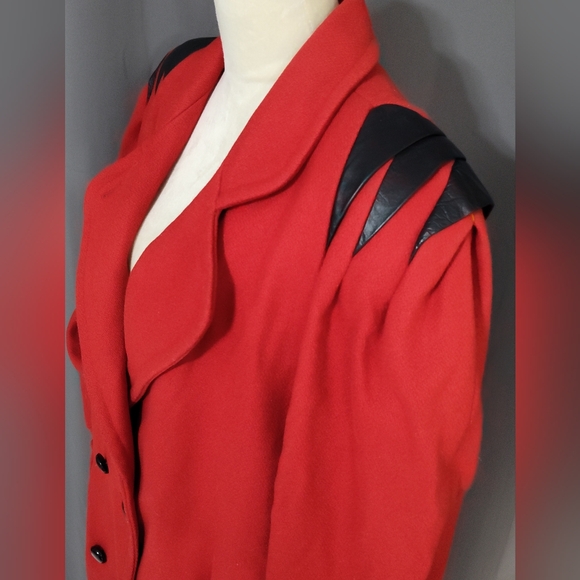 Red Vintage 80s wool coat sz 20 Studio C - Picture 2 of 6